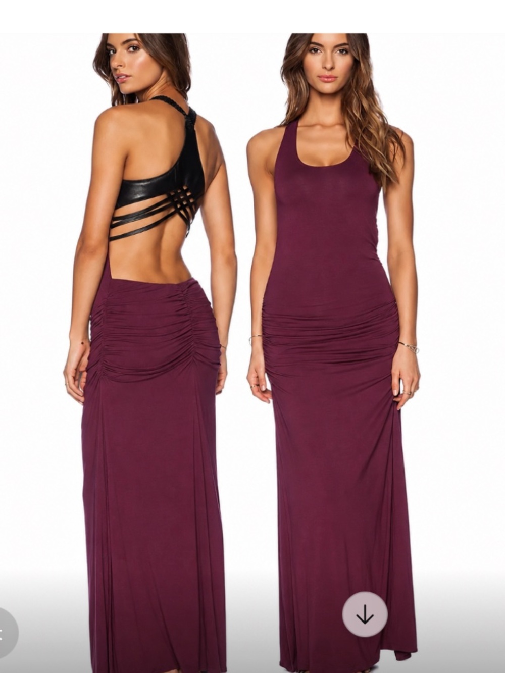 NWT SKY BRAND Maxi w Genuine Leather Trim Dress Merlot